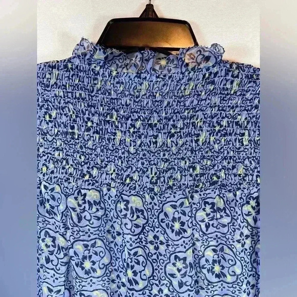 Sundance Arabesque Chiffon top Iris floral smocked size Medium long‎ sleeved - Picture 8 of 8